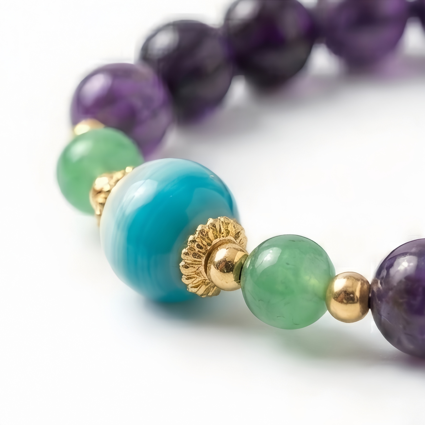 The Violet Kora: Weathered Agate & Faceted Amethyst Heirloom Bracelet