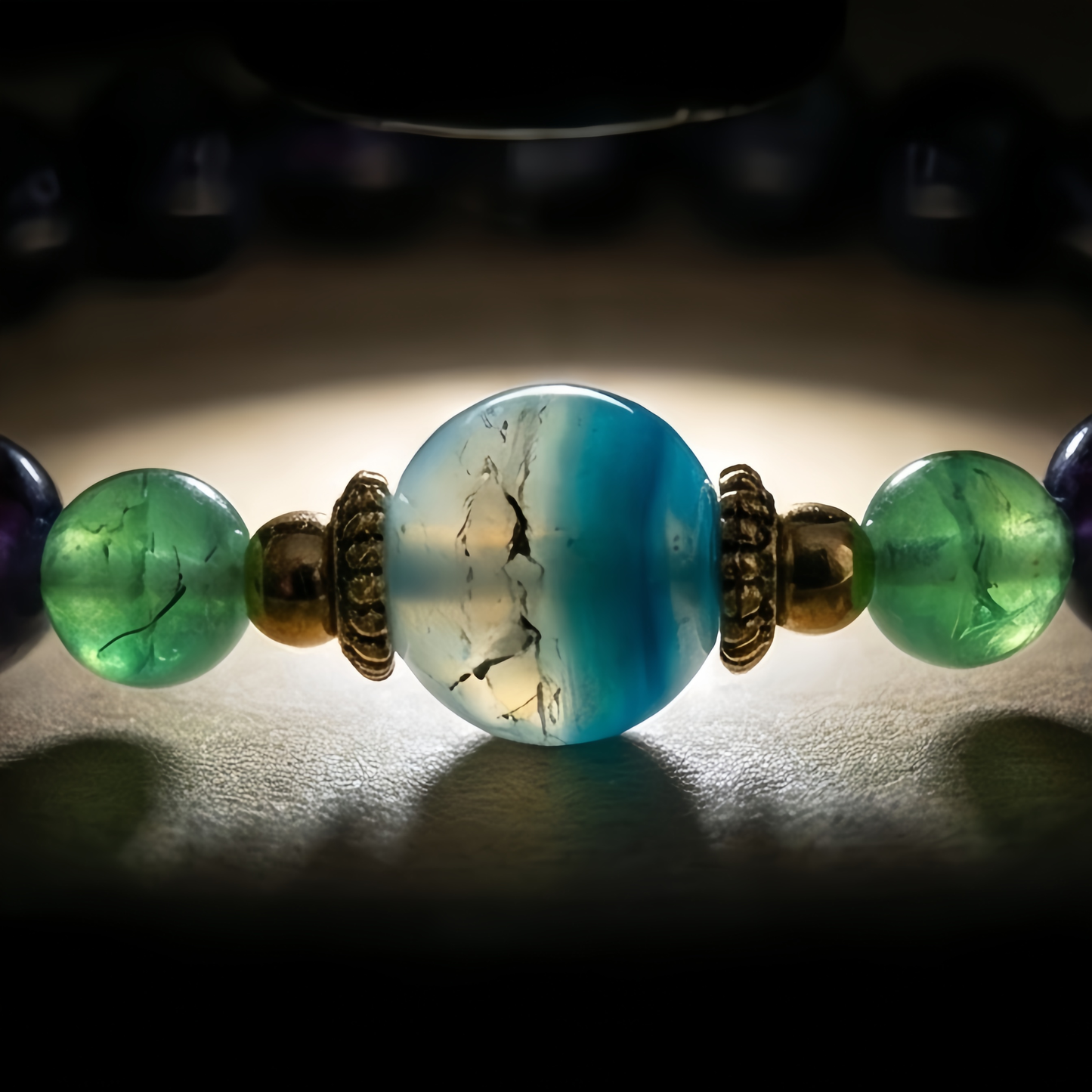 The Violet Kora: Weathered Agate & Faceted Amethyst Heirloom Bracelet