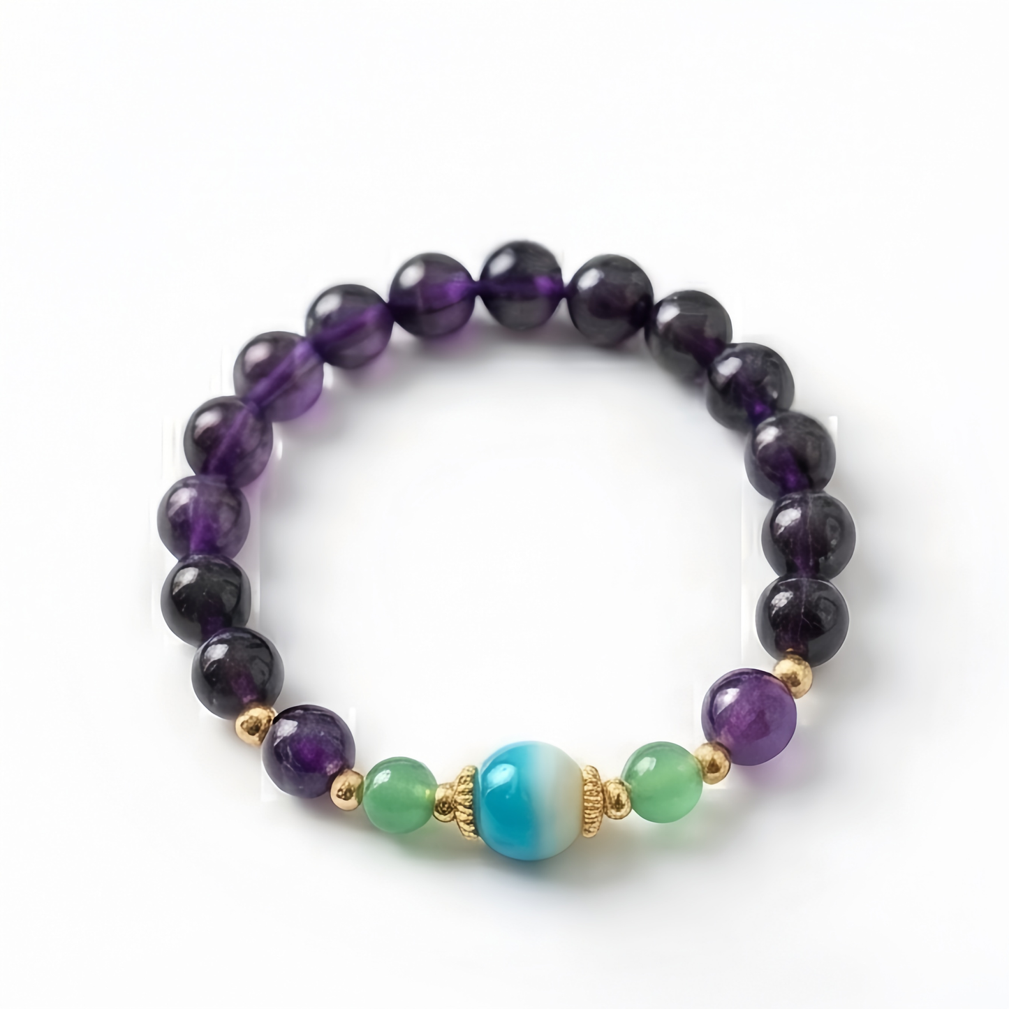 The Violet Kora: Weathered Agate & Faceted Amethyst Heirloom Bracelet
