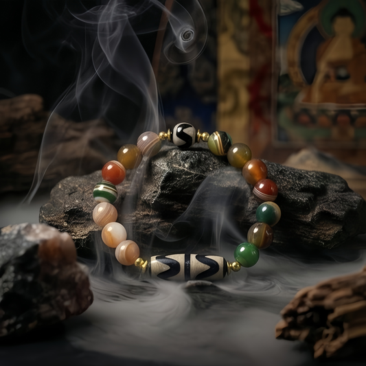 Weathered Dzi & Ancient Agate Heirloom Bracelet