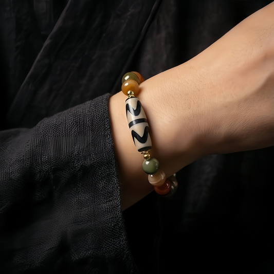 Weathered Dzi & Ancient Agate Heirloom Bracelet